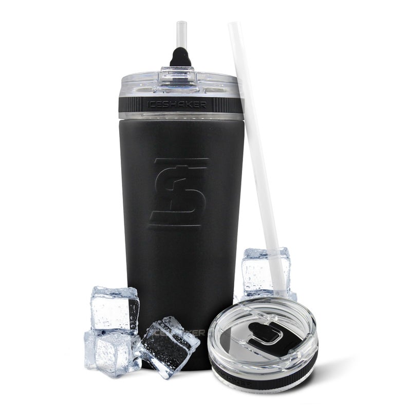 Ice Shaker 26 Oz Tumbler, Insulated Water Bottle with Straw, Stainless Steel Bottle, As Seen on Shark Tank, Water Bottle with Straw, Black - Image 1